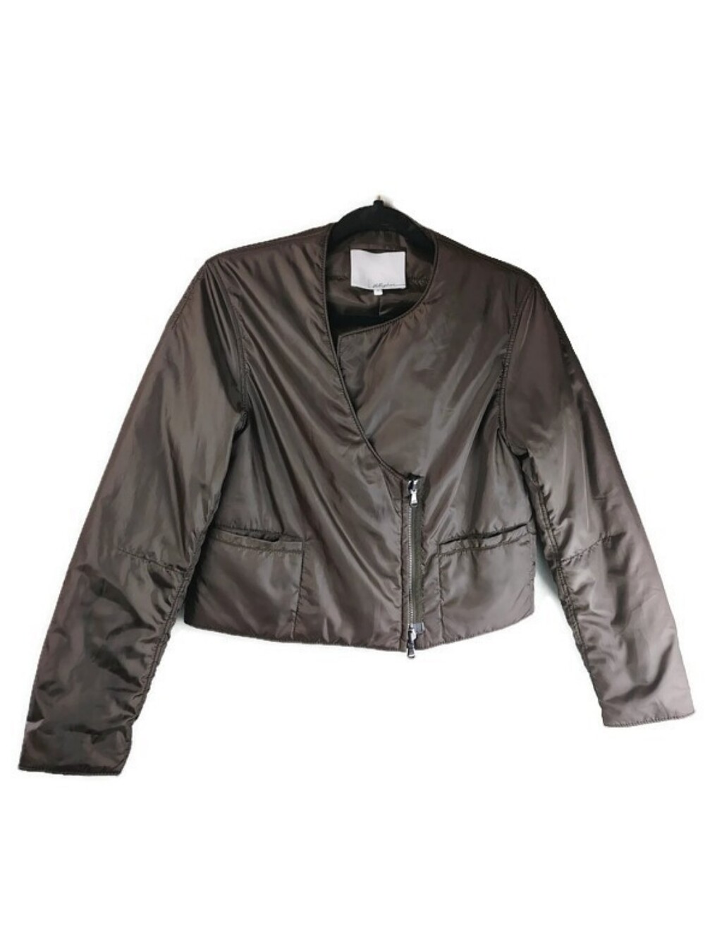 3.1 Phillip Lim Asymmetric Zip Nylon  Cropped Bomber Jacket Size Small